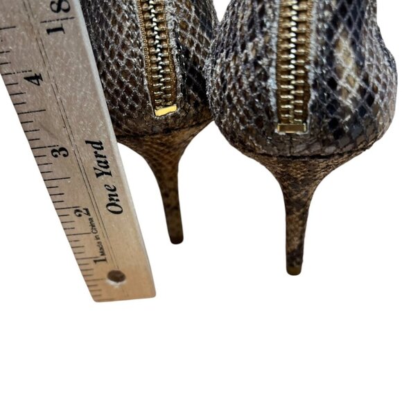 Michael Kors Snakeskin & Leather Tan Peep Toe Stiletto Ankle Strap Size 6.5 - Picture 6 of 9